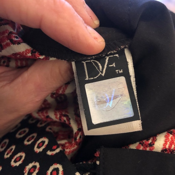 DVF black red white patterned cigarette pants, 4 - Picture 4 of 5